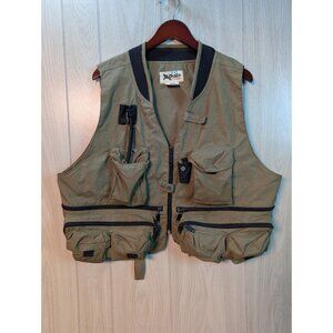 Distressed Drake Fly fishing Water Fowl Zippered Multi Pocket Vest Jacket Men XL